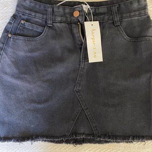 Black Washed Denim Skirt